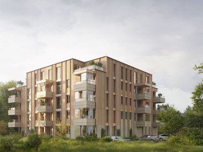 Wooden residential building with 29 circular apartments